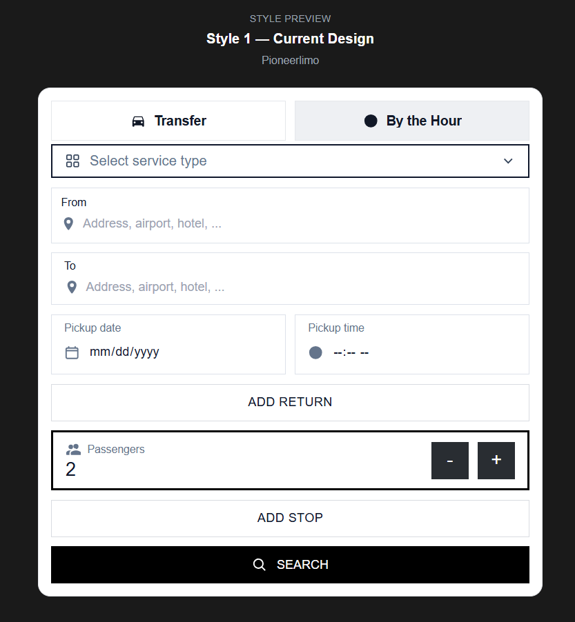 GLM Ride Booking form style 1