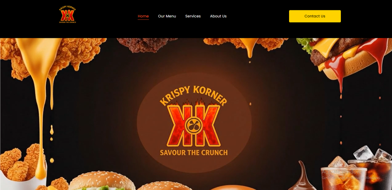 Krispy Korner restaurant website by GoLinkMedia