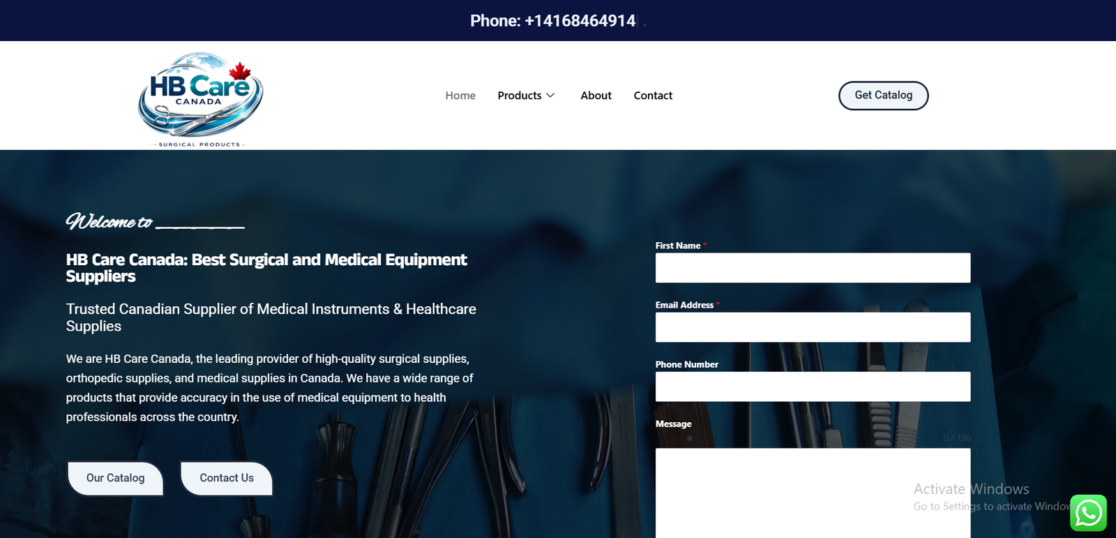 HB Care Canada healthcare website by GoLinkMedia