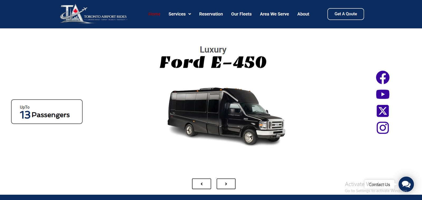 Toronto Airport Rides limo website by GoLinkMedia